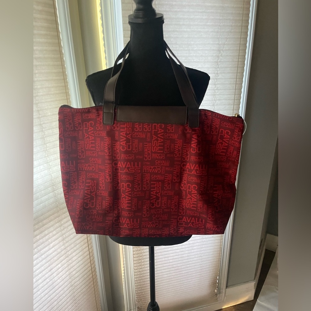 Cavalli Class Red and Brown Tote Bag - Picture 2 of 4